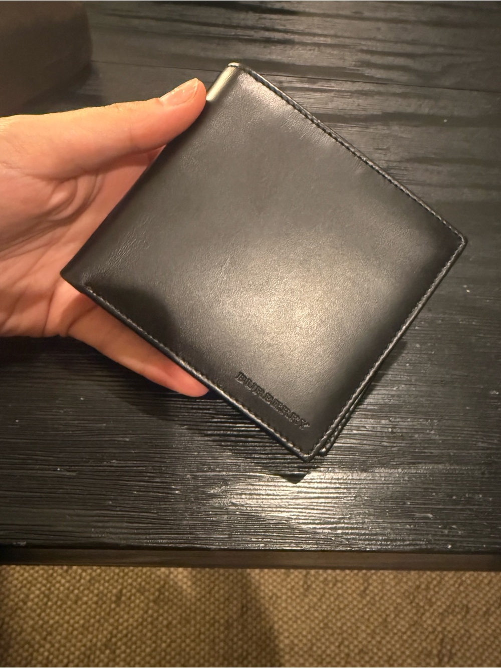 Burberry Black Leather Bi-Fold Wallet